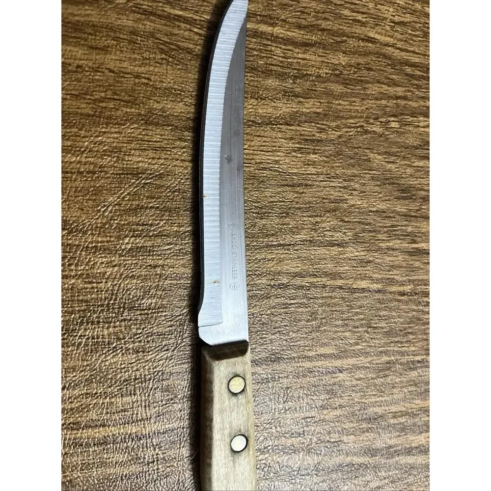 Vtge EKCO‎ Steak Knife Stainless Steel Wooden Handle 8.25